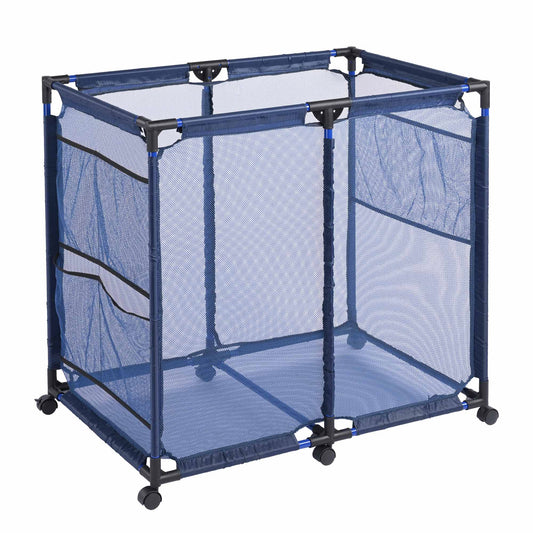 Pool storage bin, pool and ball storage organizer with nylon mesh basket, for pool floats, balls, toys, air dry quickly and easily roll the storage bins to your home garage(no shipping on weekends.)