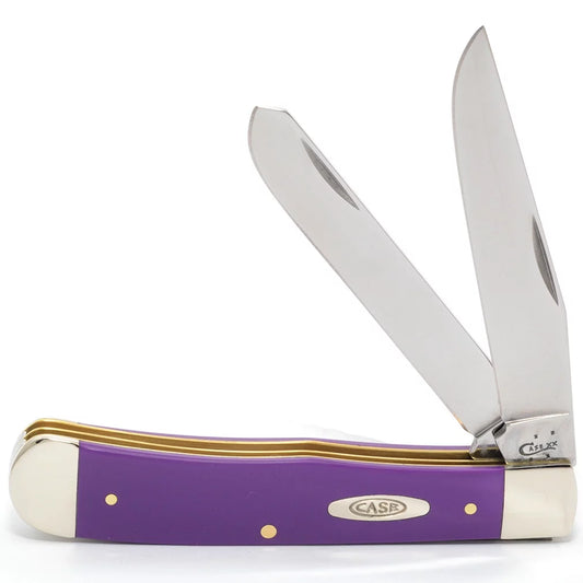 Wr case xx pocket knife 22464 smooth purple synthetic trapper(4254 ss)