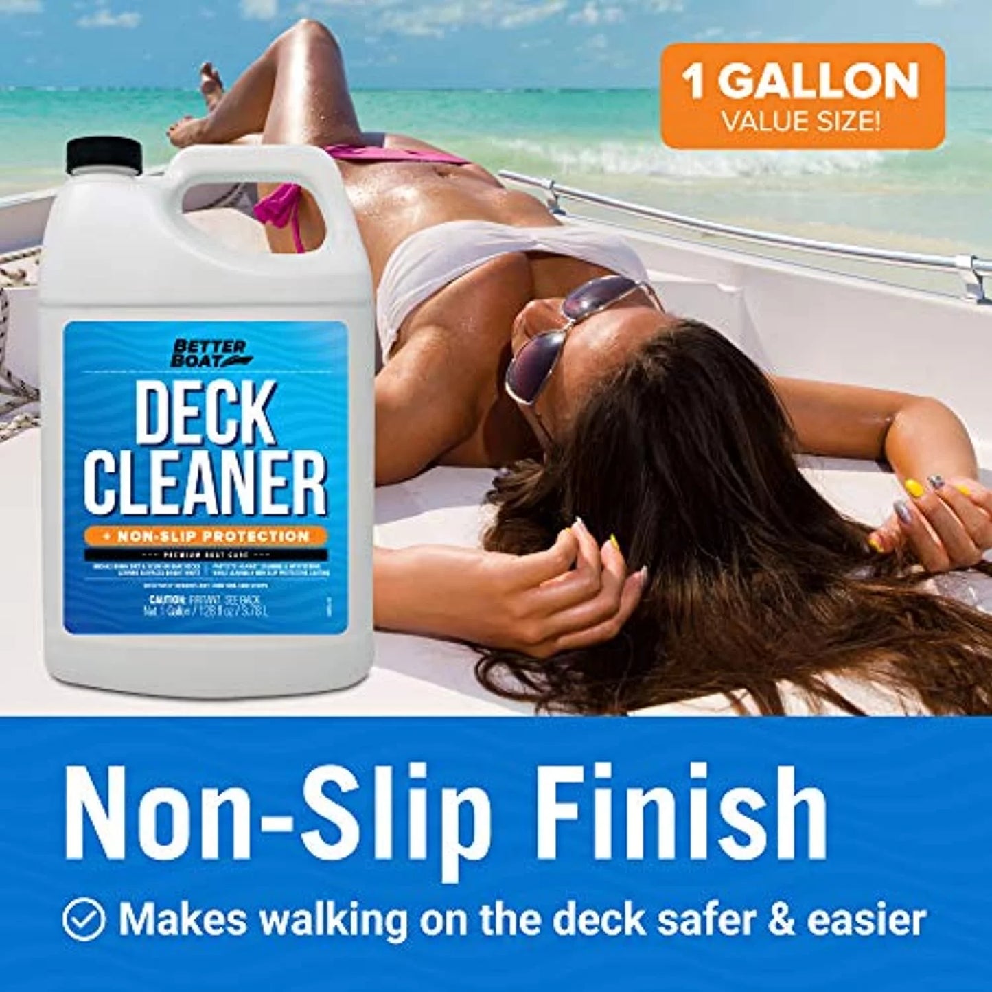 Boat non skid cleaner deck cleaner for boat wash soap marine grade fiberglass aluminum boat cleaner to clean anti stick surface, plastic, vinyl composite floor & hull sealant cleaning supplies gallon