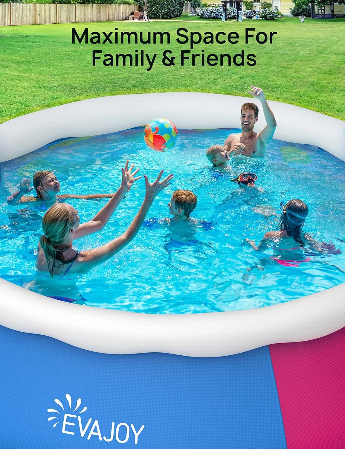 Track 7 15ft *35in inflatable swimming pool include filter pump, ground cloth and cover, blue