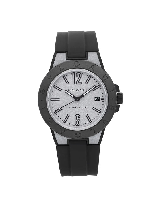 Bvlgari diagono magnesium 41mm ceramic silver dial automatic mens watch 102427