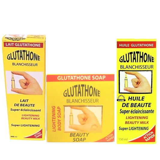 Glutathone super lightening beauty milk oil 150ml + lotion 300ml + soap 400g