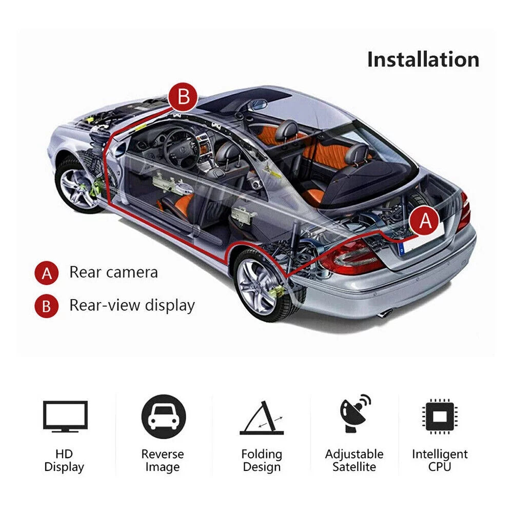 4.3inch hd monitor car backup reverse camera rear view parking license plate system