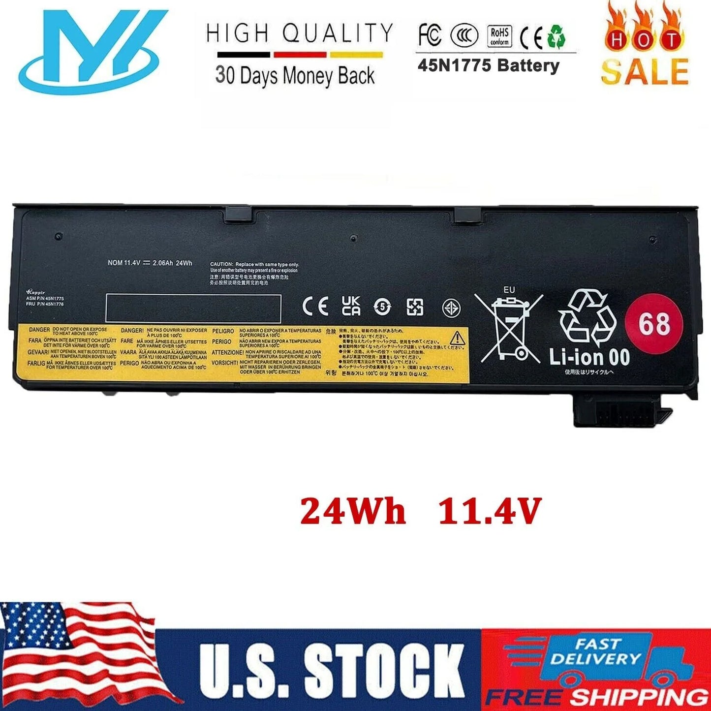 ✅68 45n1775 battery for thinkpad t440 t450 t460 t460p t470p t550 t560 l450