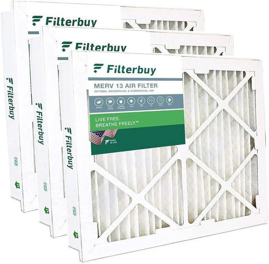 Filterbuy 20x20x5 merv 13 pleated hvac ac furnace air filters for honeywell return grille fc40r1003 (3-pack)