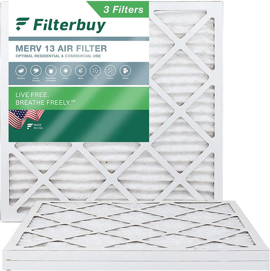 Filterbuy 12x12x1 merv 13 pleated hvac ac furnace air filters (3-pack)