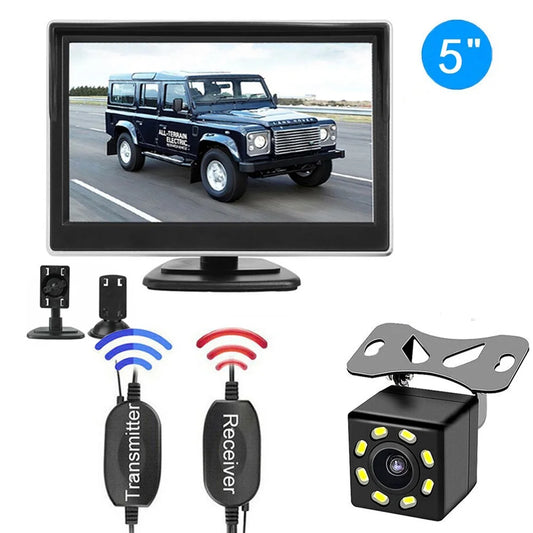 Backup camera car rear view wireless hd parking system night vision + 5" monitor