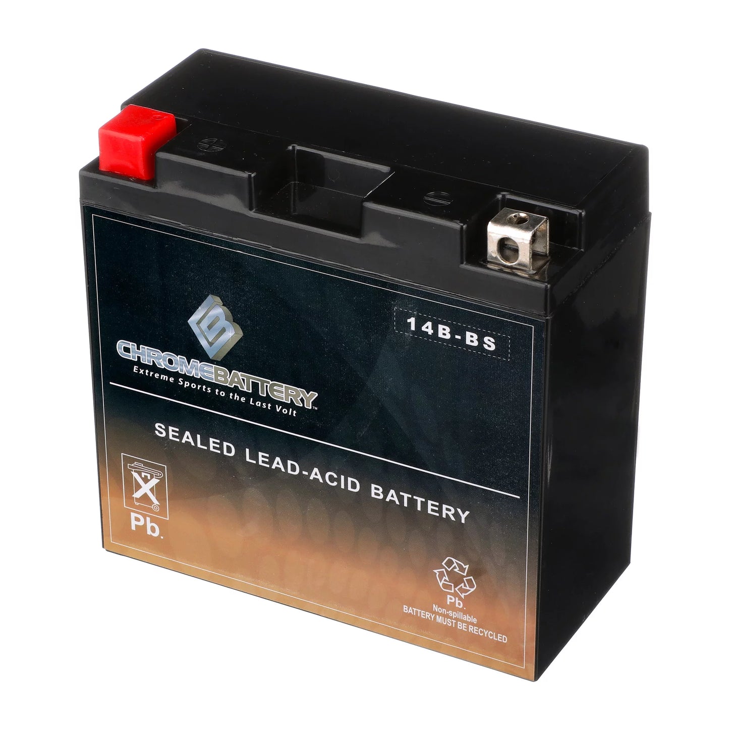 Chrome battery yt14b-bs (14b-bs 12 volts,12 ah, 135 cca) high performace power sports battery