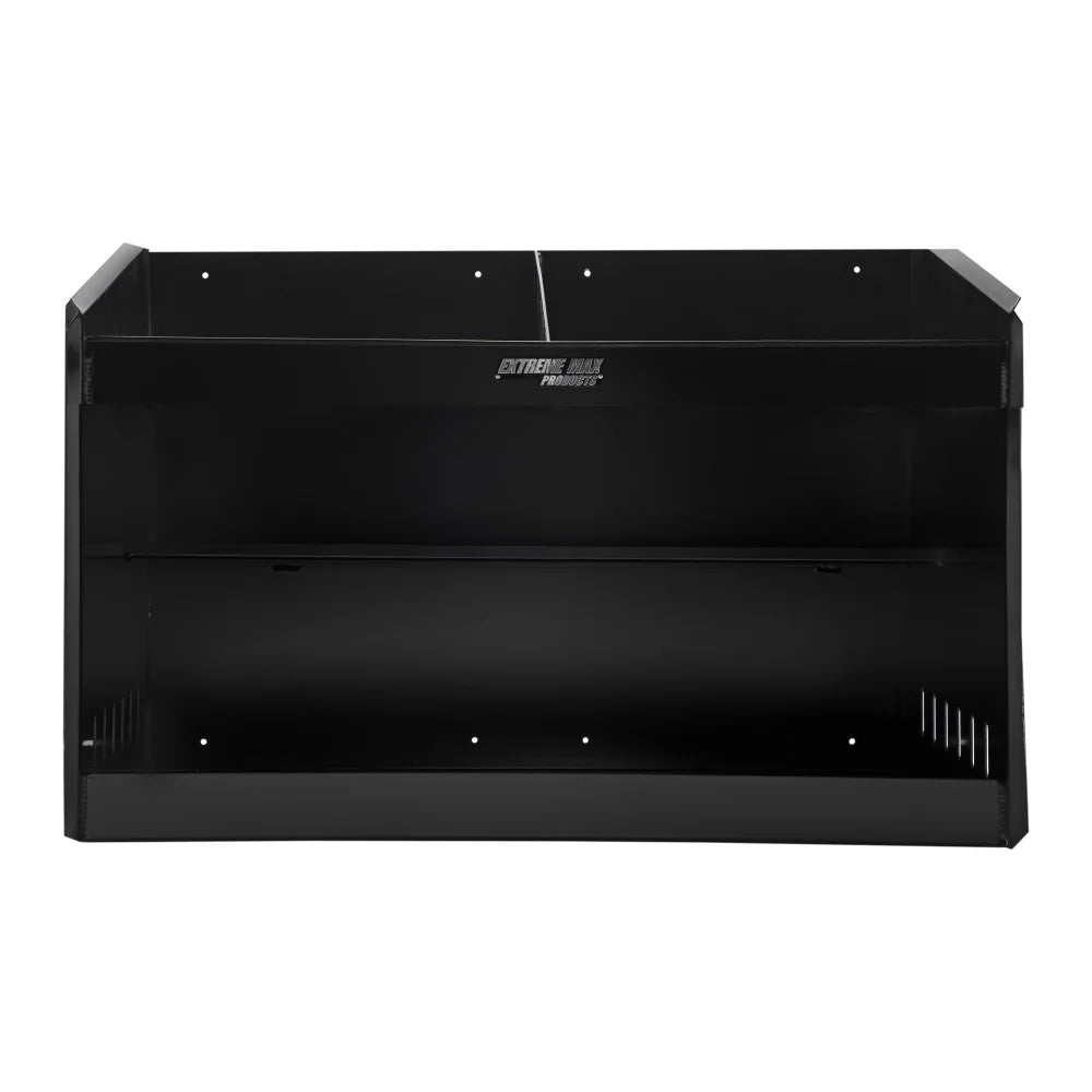 Extreme max 5001.6331 deluxe dual aluminum helmet bay shelf holder storage cabinet organizer for enclosed race trailer, shop, garage, storage - black