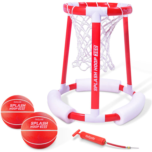 Gosports splash hoop 360 floating pool basketball game | includes hoop, 2 balls and pump