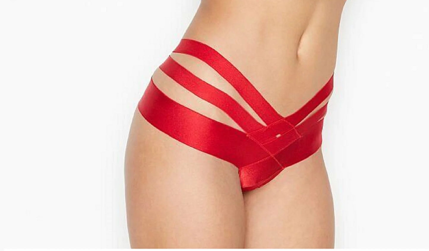 Victoria's secret very sexy lipstick red banded strappy cheeky panty size small nwt