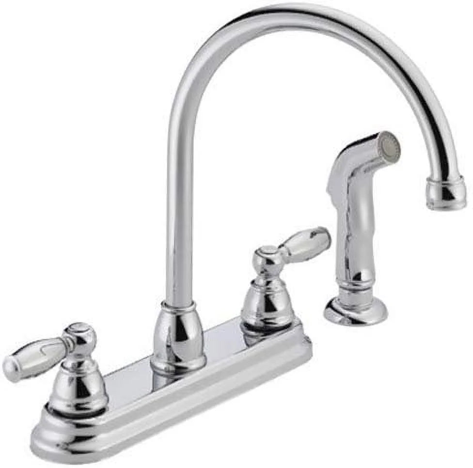 Peerless claymore 2-handle kitchen sink faucet with side sprayer, chrome p299575lf