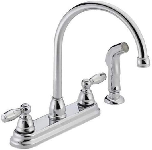 Peerless claymore 2-handle kitchen sink faucet with side sprayer, chrome p299575lf