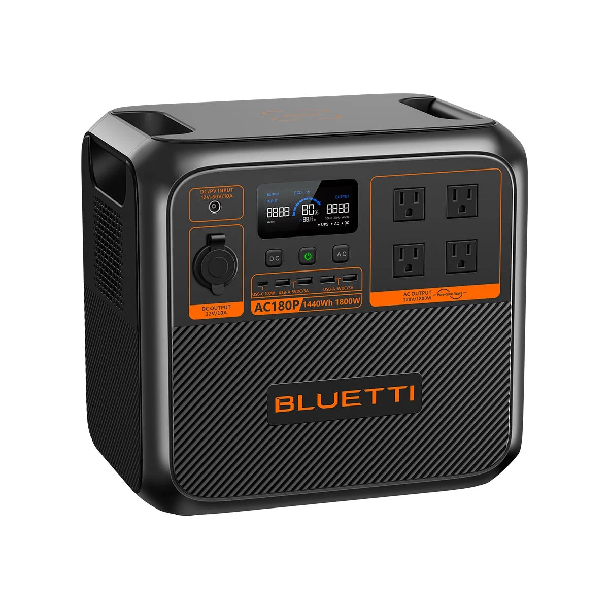 Bluetti ac180p power station, 1440wh | 1800w portable solar generator for off-grid living