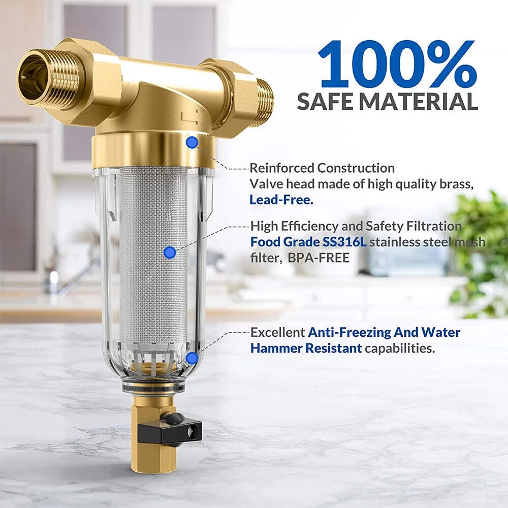 Whole house water pre-filter system reusable spin down sediment filter sewage