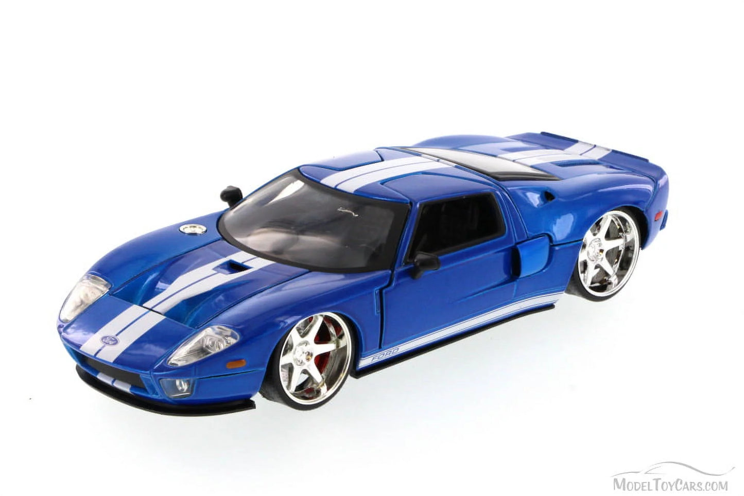 Ford gt blue with white stripes \fast & furious 7\" (2015) movie 1/24 diecast model car by jada"