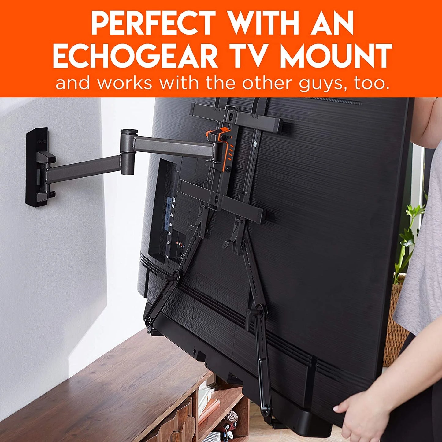 Echogear sound bar mounting brackets for tvs - adjust height & depth for maximum compatibility between your tv & soundbar - works with with lg, vizio, bose, dolby atmos speakers & more