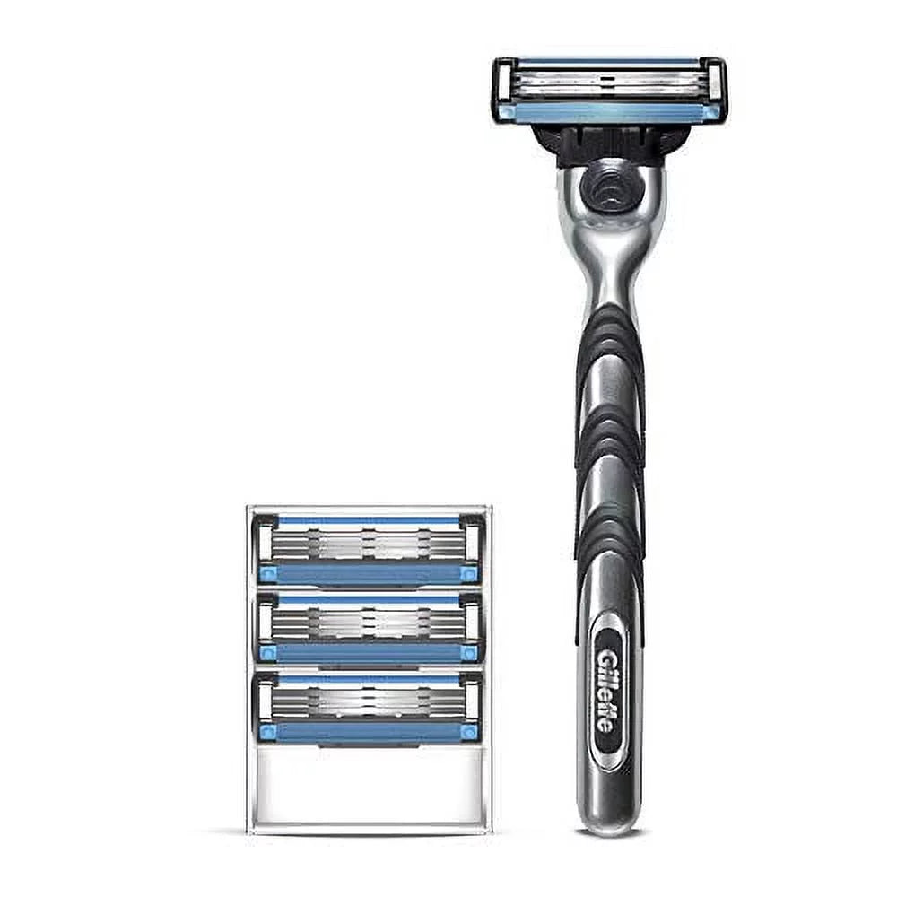 Gillette mach3 men's razor blade, 1 handle with 4 refill cartridges