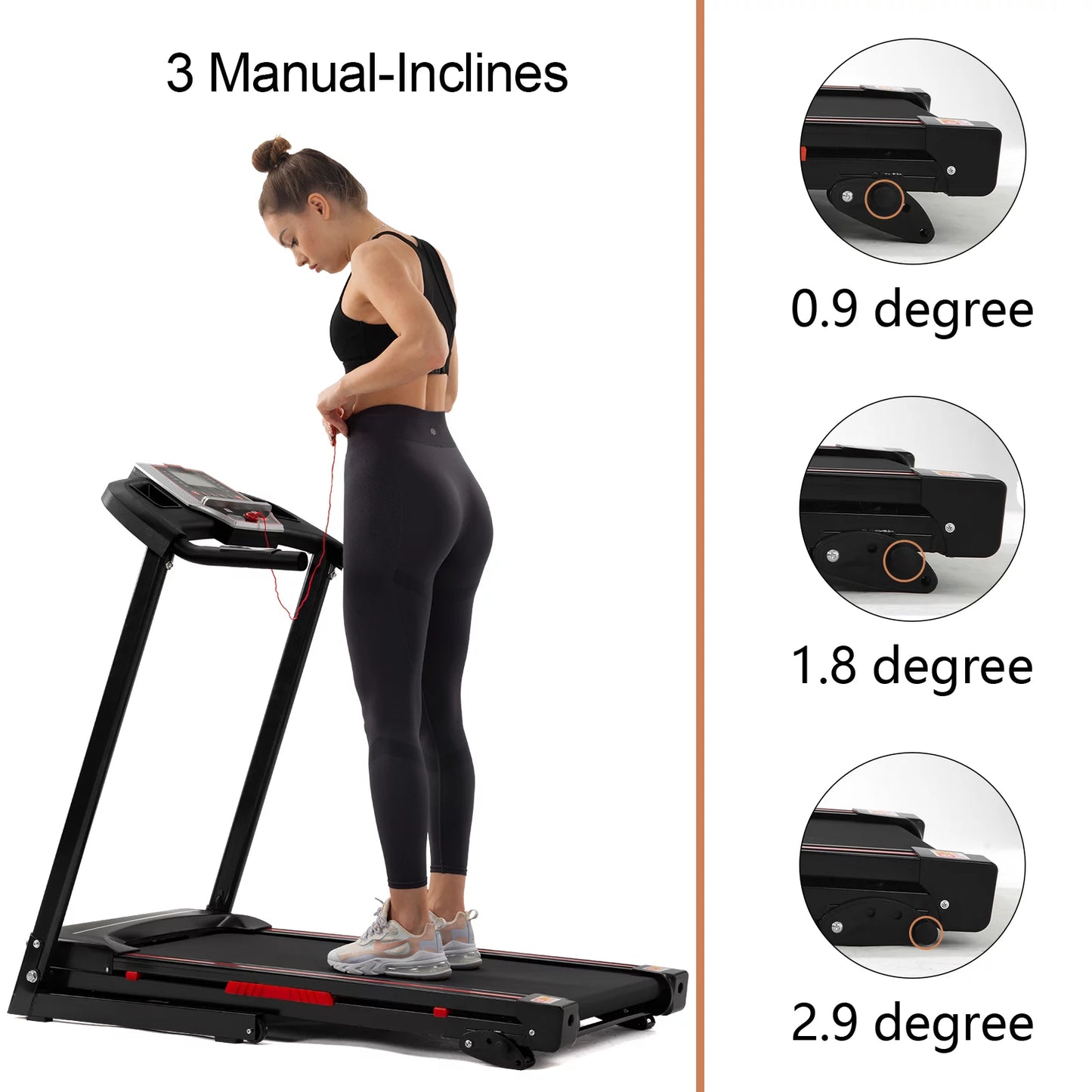 Pouseayar folding treadmills for home - 3.5hp portable foldable with incline, black