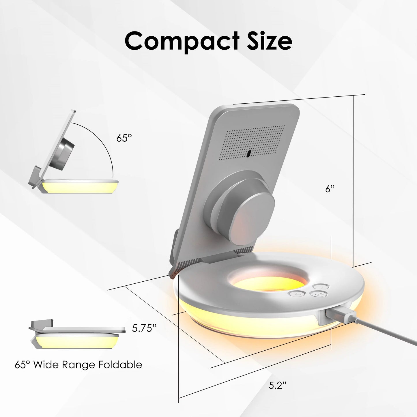 Rexing rs7 3-in-1 wireless charging station, touch control, table-desk lamps - white