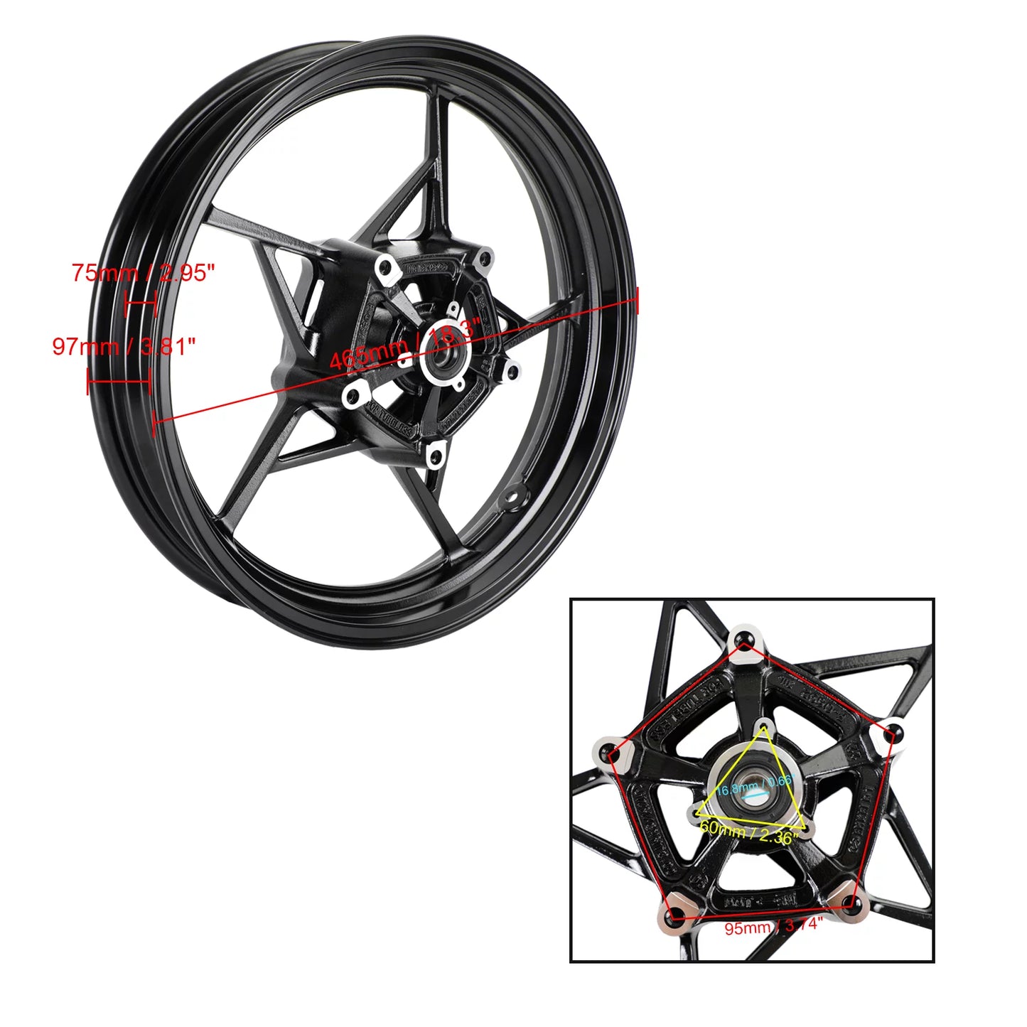 Front wheel rim black for kawasaki ninja 400 ex400 abs 2018 2019 2020 2021 2023