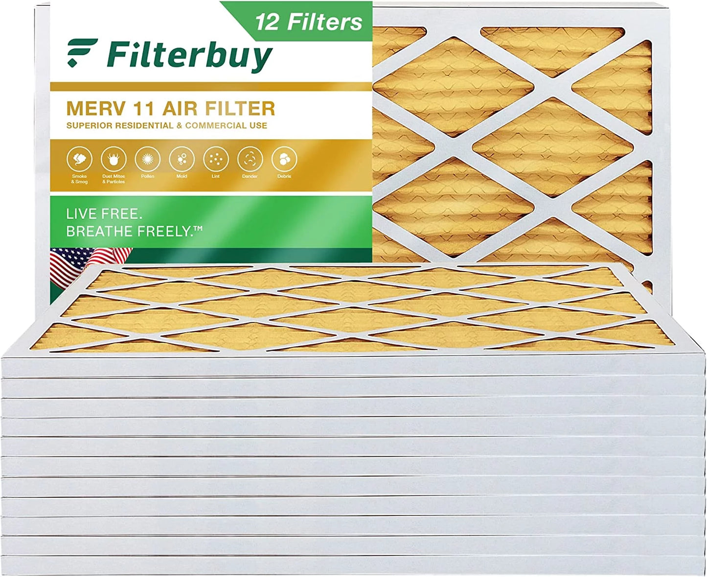 Filterbuy 10x24x1 merv 11 pleated hvac ac furnace air filters (12-pack)