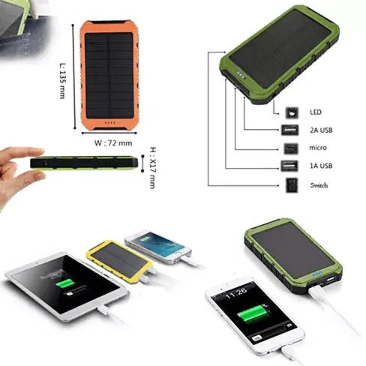 Roaming solar power bank phone or tablet charger