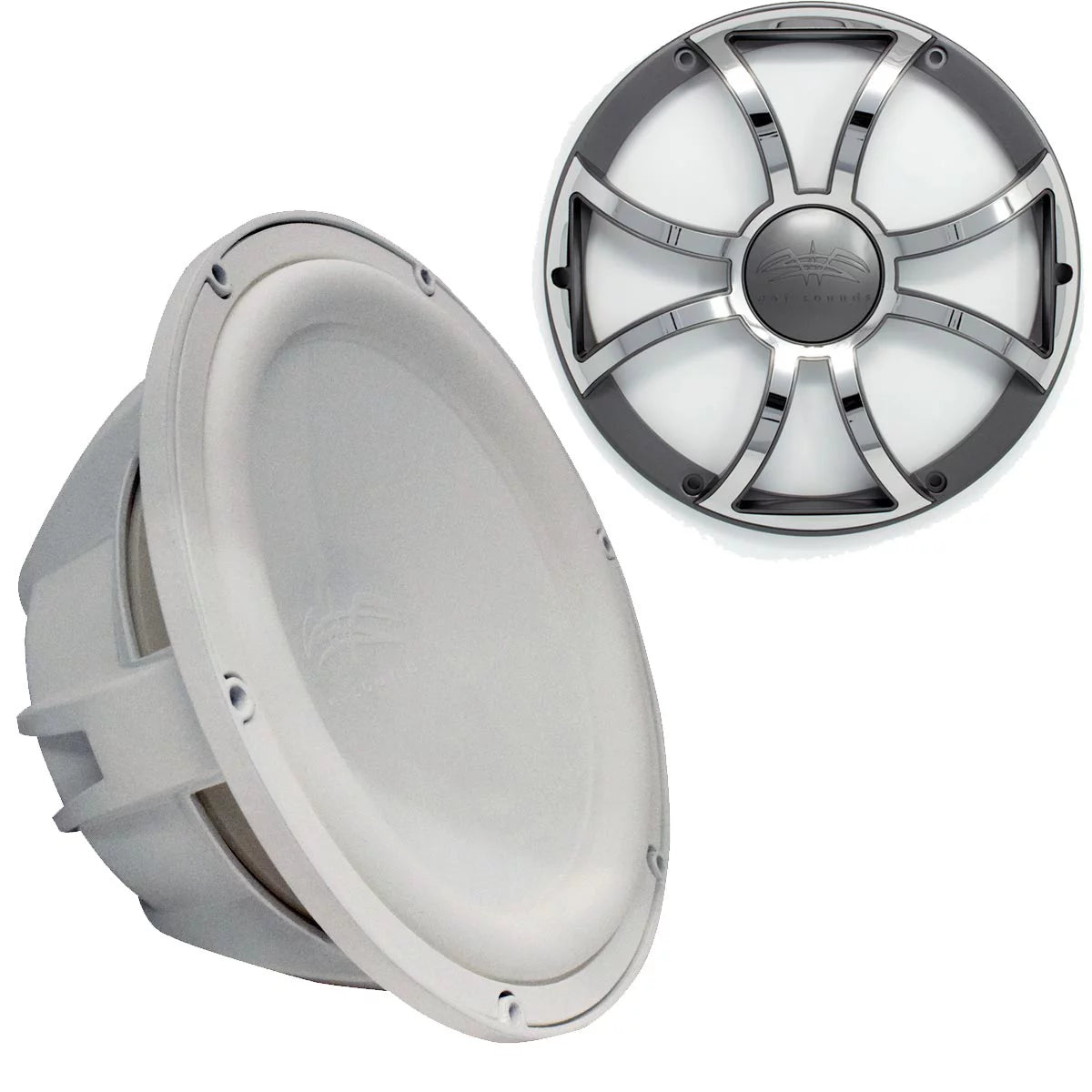 Wet sounds revo 12" subwoofer & grill - white subwoofer & gunmetal stainless steel grill - 4 ohm