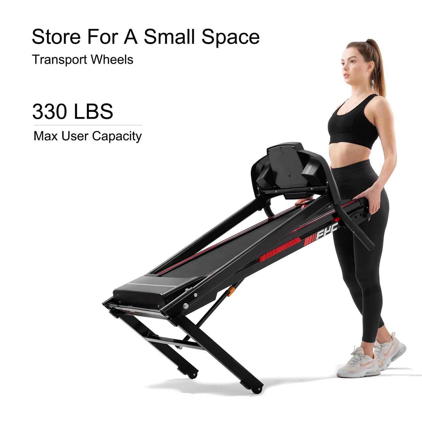 Pouseayar folding treadmills for home - 3.5hp portable foldable with incline, black