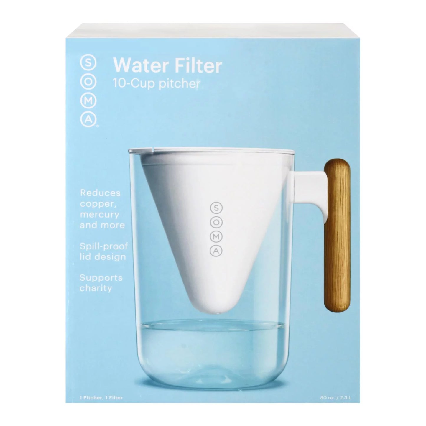 Soma - water pitchr filt 10c wht - case of 2 - 80 oz