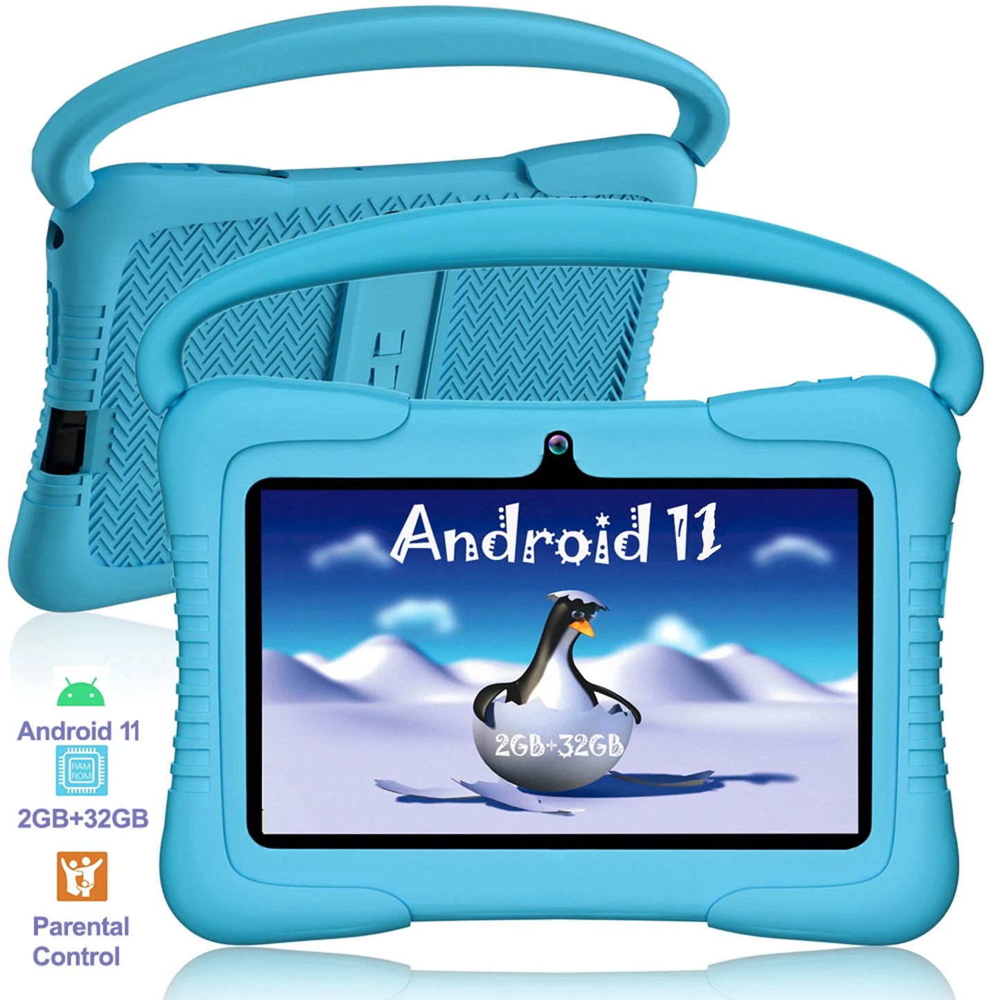 Antemper kids tablet,7 inch tablet,32gb rom storage,kids learning tablet,toddler android 11 tablet with bluetooth,wifi,parental control,dual camera,google play,youtube netflix hulu,blue