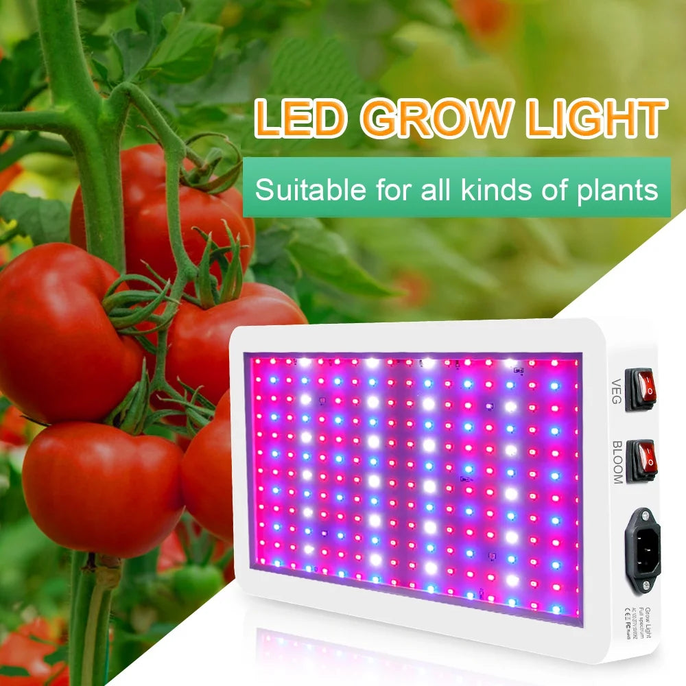 Andoer 2000w led grow light for indoor plants 312 leds full spectrum veg and bloom dual switch ip65 waterproof hanging plant growing lamps for seedlings flowers greenhouse