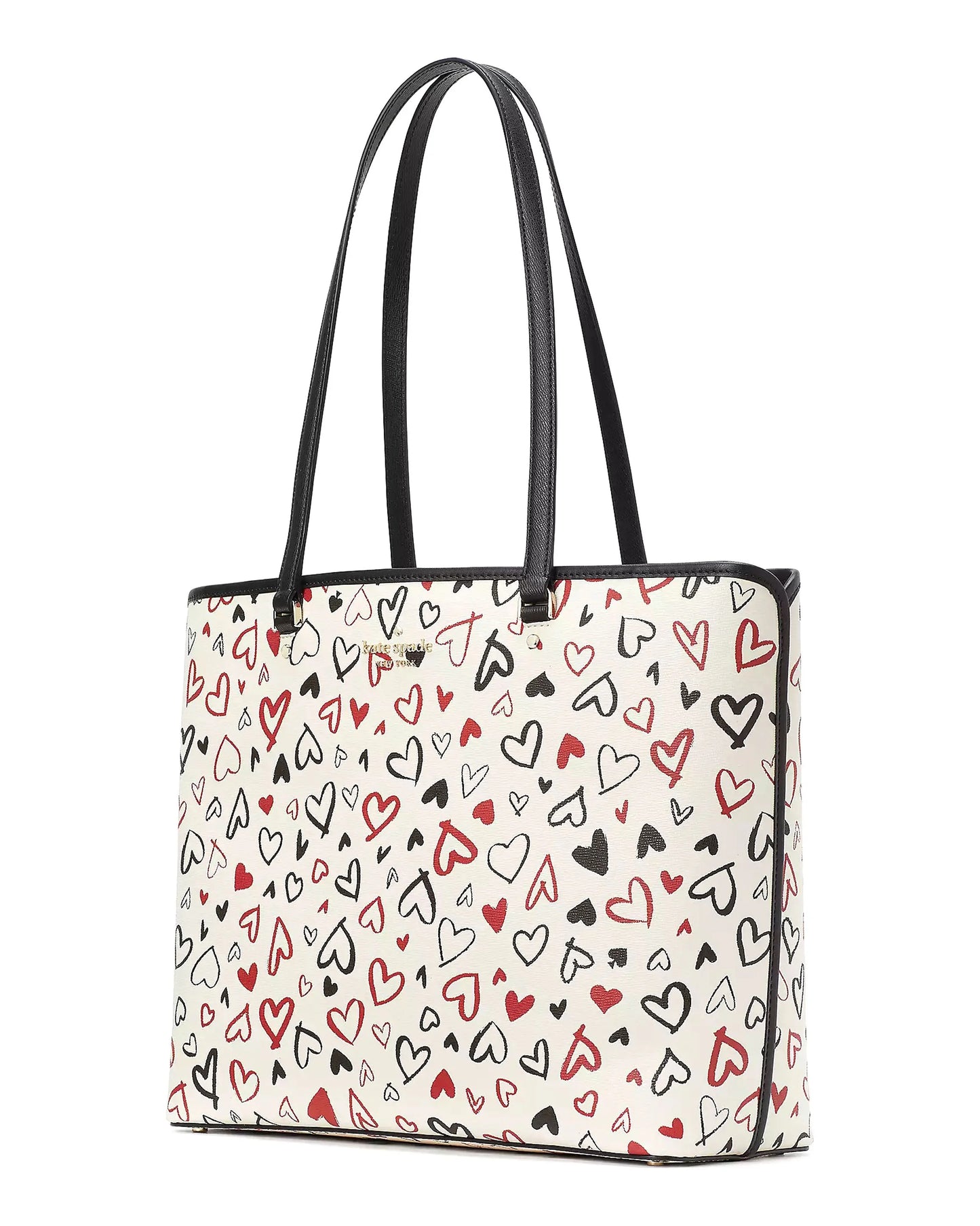 Perfect scribble hearts printed large tote