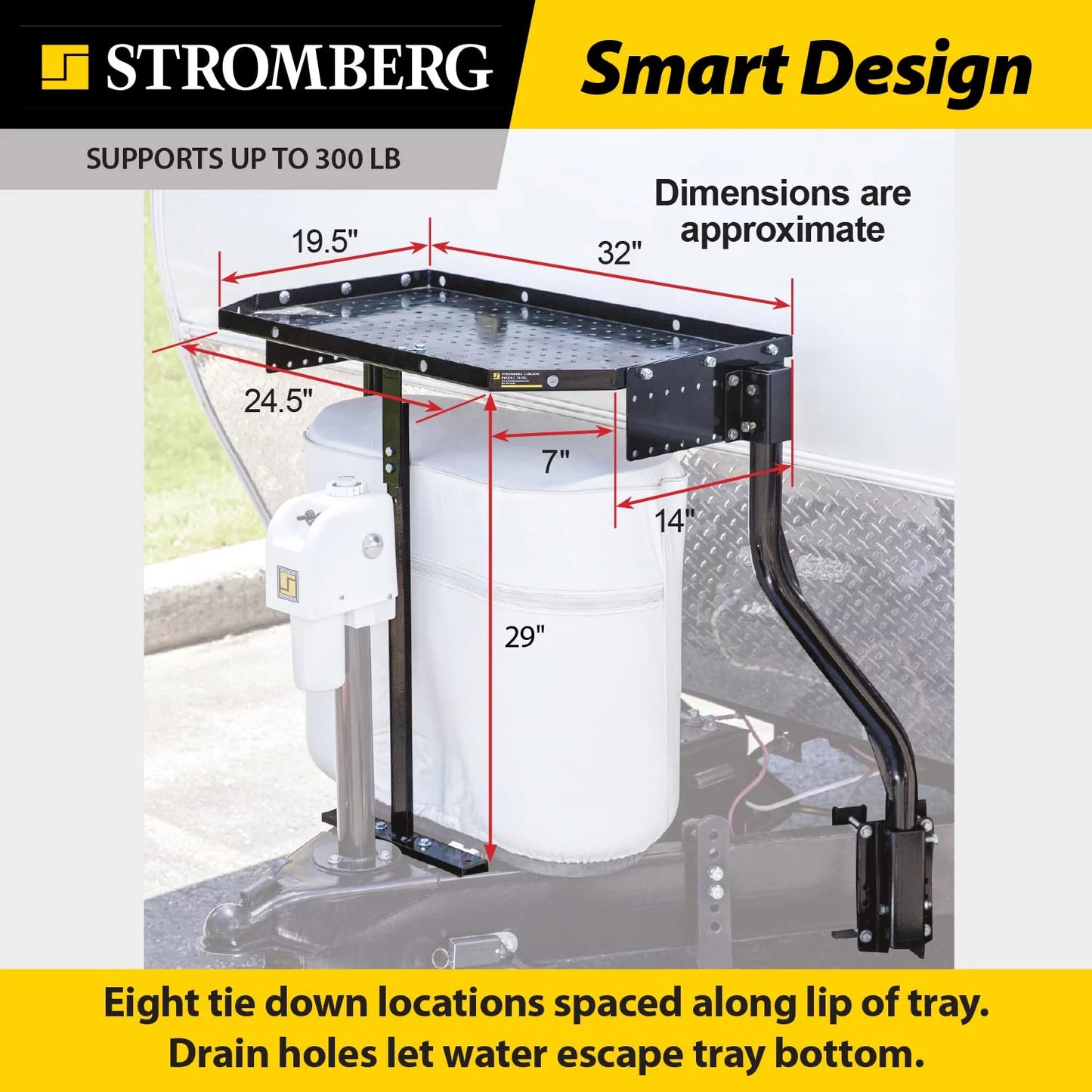 Stromberg carlson cc-255 trailer tray - a-frame cargo carrier for outdoor and generator storage for rvs and campers - black