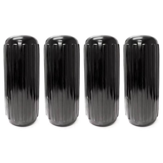 10 x 28 in. center hole ribbed boat pontoon fender, black - 4 piece