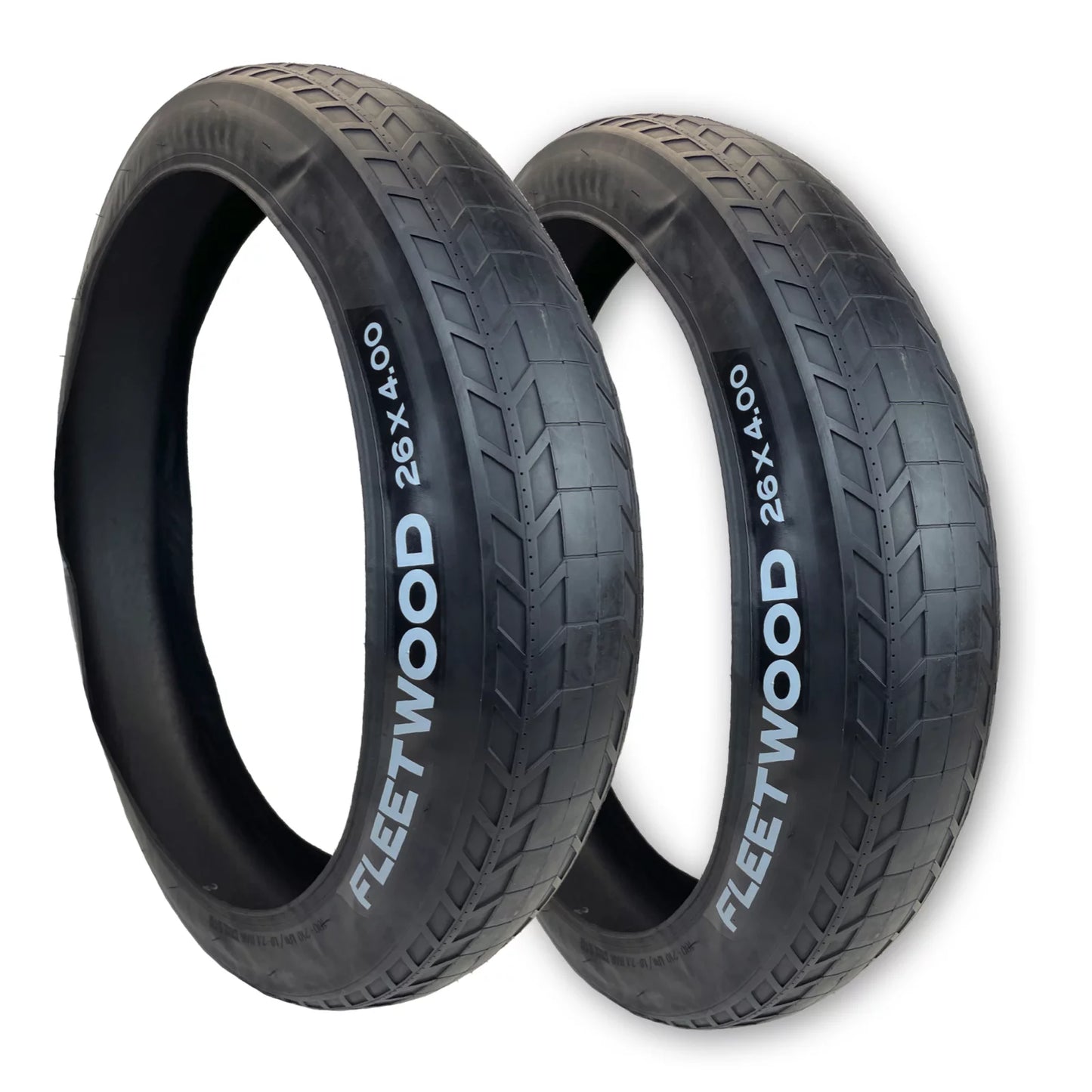 Two duro 26x4.0 fleetwood semi-slick street bike tires with folding beads 24x4