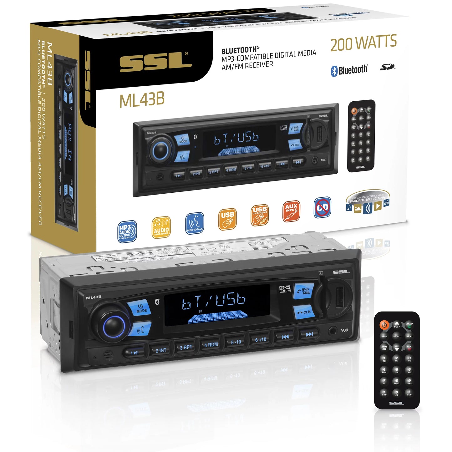 Sound storm laboratories ml43b car stereo, no cd, bluetooth, usb, sd, am/fm