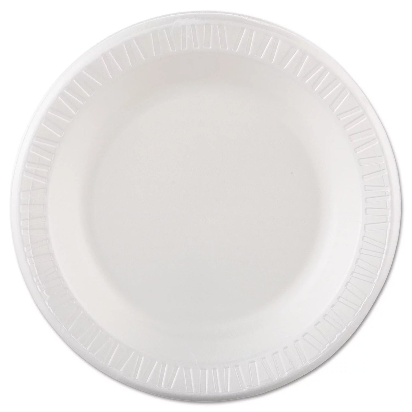 Dart quiet classic laminated foam dinnerware, plate, 10.25" dia, white, 125/pack, 4 packs/carton