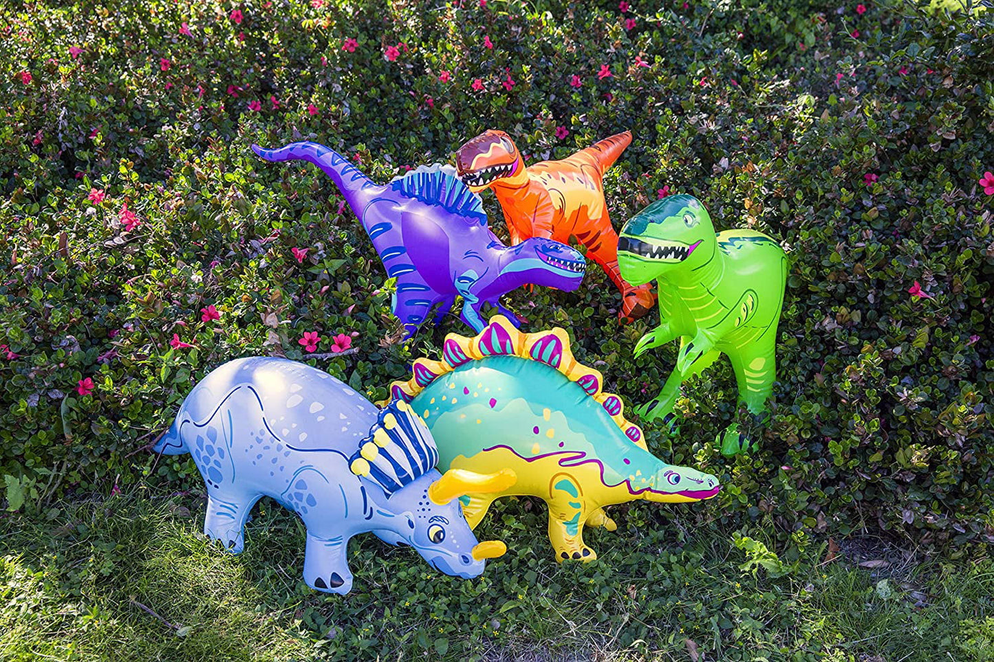 Dazmers | inflatable dinosaur toys set with pump - dinosaur playset t-rex