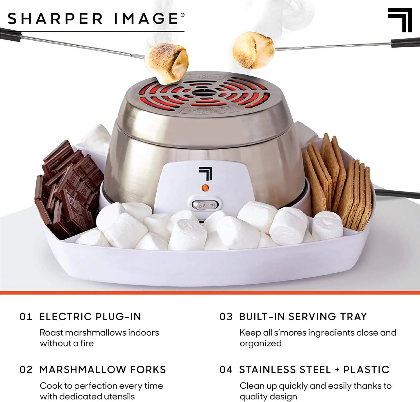 Sharper image electric tabletop s'mores maker for indoors, 6 piece set