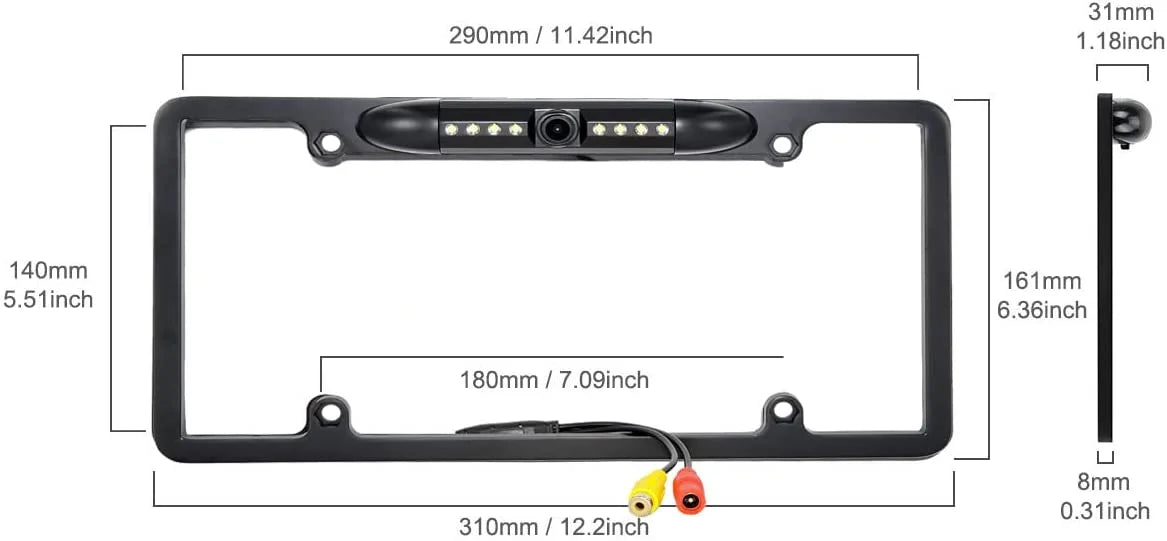 Backup camera rearview license plate frame for sony xav-ax150 black