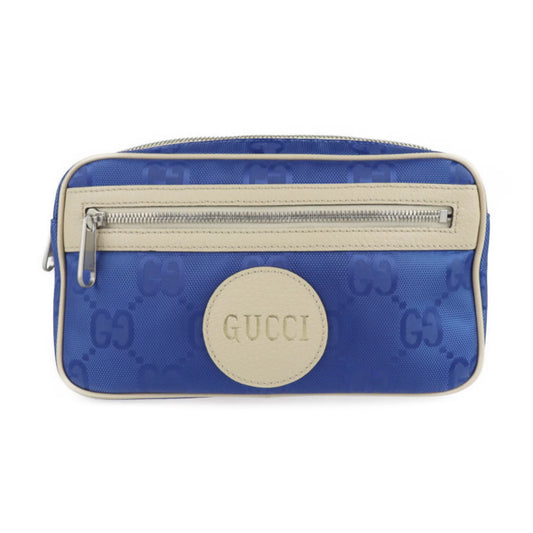 Pre-owned gucci gucci off the grid belt bag body 631341 nylon leather blue beige pouch waist one shoulder japan limited (like new)