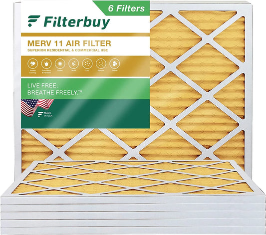 Filterbuy 16x21.5x1 merv 11 pleated hvac ac furnace air filters (6-pack)