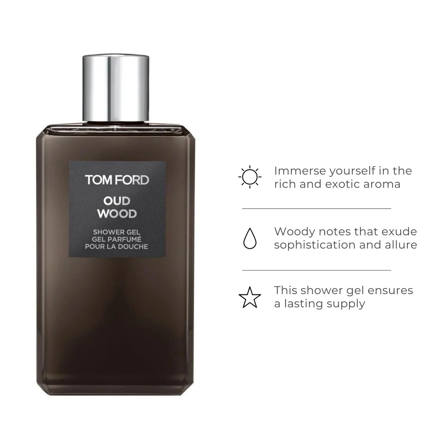 Tom ford oud wood shower gel parfume for men, 8.5 oz