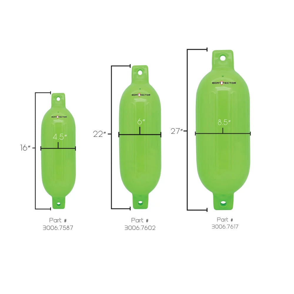 Extreme max 3006.7587 boattector inflatable fender value 2-pack - 4.5" x 16", neon green