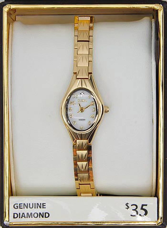 Elgin adult female analog watch in gold with oval dial stainless steel(eg9759)