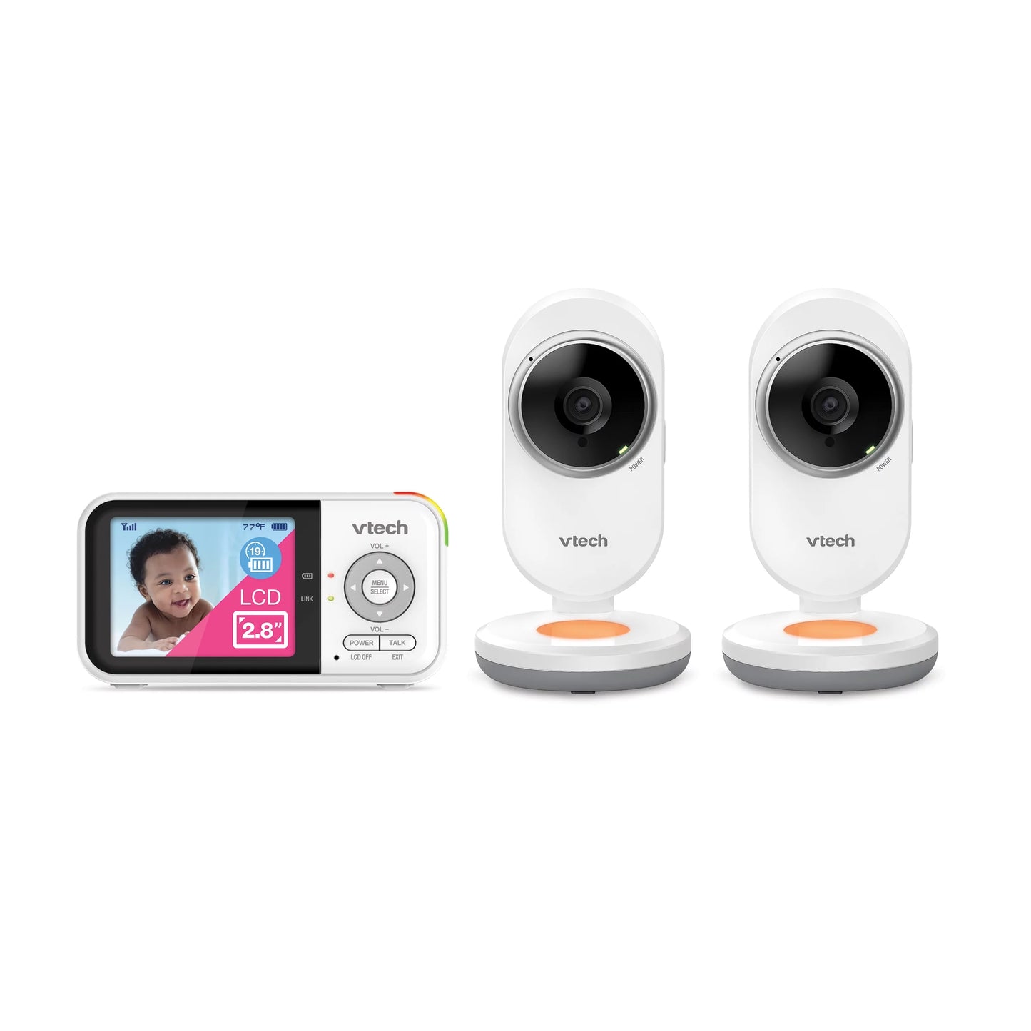 Vtech vm3254-2 fixed camera with 2.8" high resolution parent unit and 2 cameras