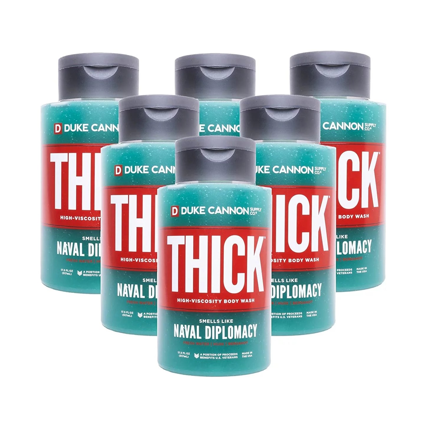 Duke cannon supply co. thick high-viscosity body wash for men - smells like naval diplomacy, 17.5 fl oz 6 pack