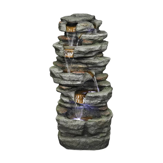 Bmtbuy 32.6inches rock water fountain with led lights