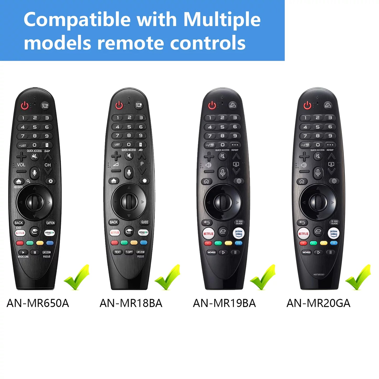 An-mr20ga new voice magic replacement remote control for lg uhd oled qned nanocell 4k 8k models netflix and prime video hot keys, google/alexa, with pointer function